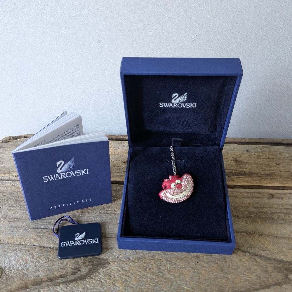 Disney's Swarovski Crystal Rhodium Plated Cheshire Cat Necklace #1110990
